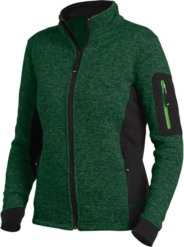 Damen-Jacke MARIEKE grün-schwarz M Strick-Fleece FHB