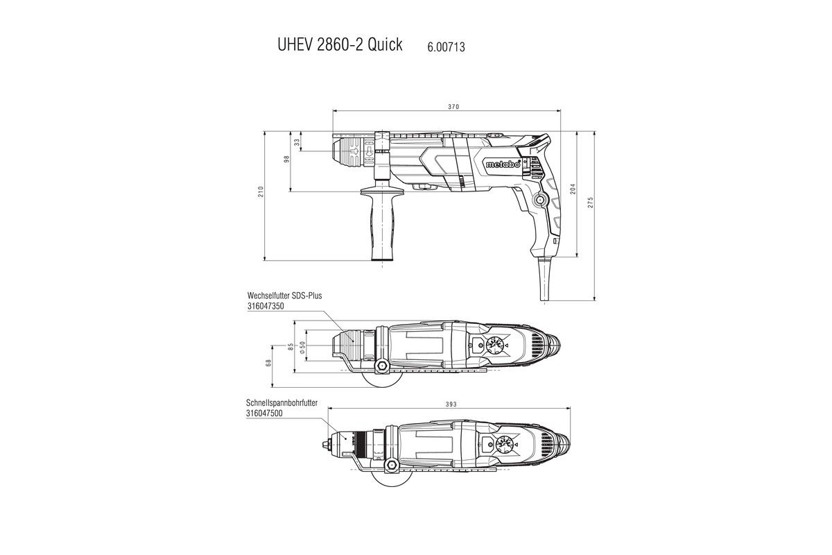 Kombihammer Set UHEV 2860-2 Q Set metaBOX