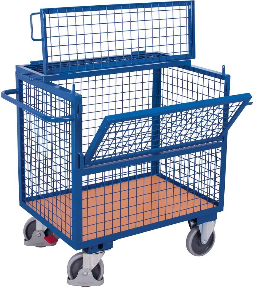 Drahtkastenwagen 500 kg 975x680 mm mit Deckel VarioFit