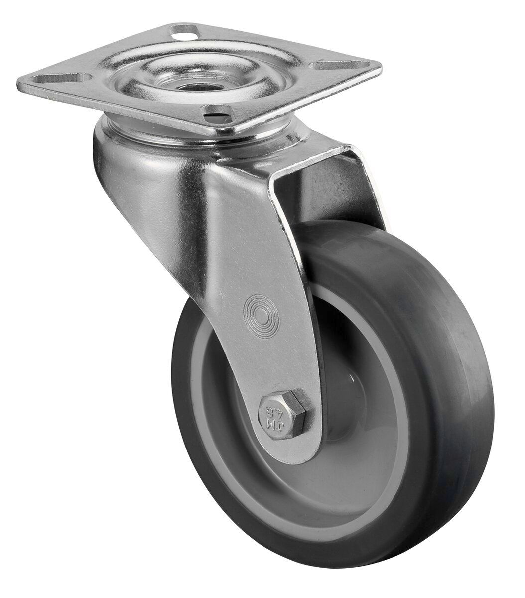 Lenkrolle Gummi 75 mm Grau