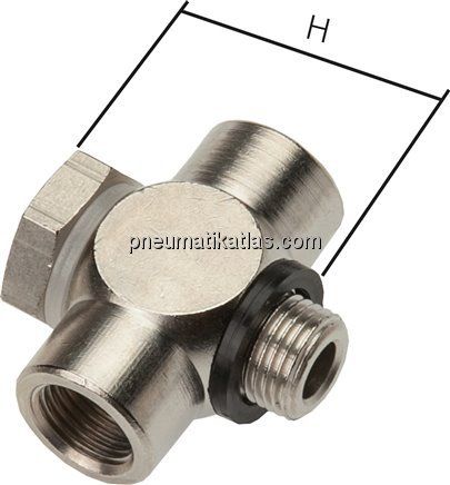 T-Verschraubung M 5 AG/IG, Messing vernickelt, m. Hohlschraube