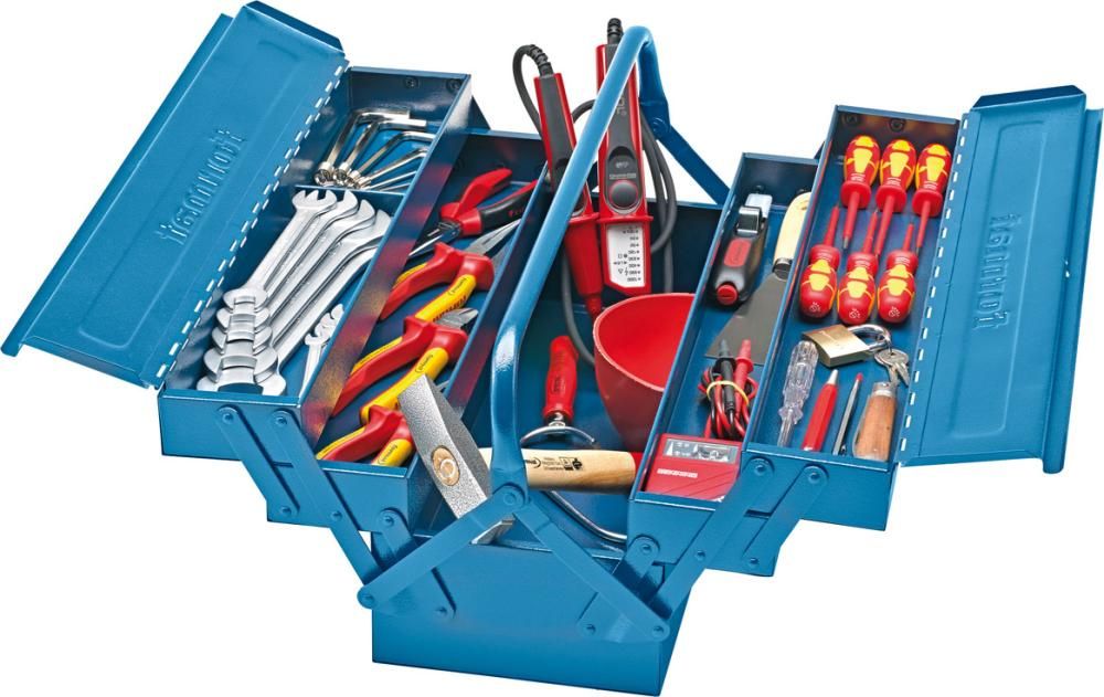 Werkzeugsortiment Elektriker 40-teilig im Stahlblech-Koffer FORMAT