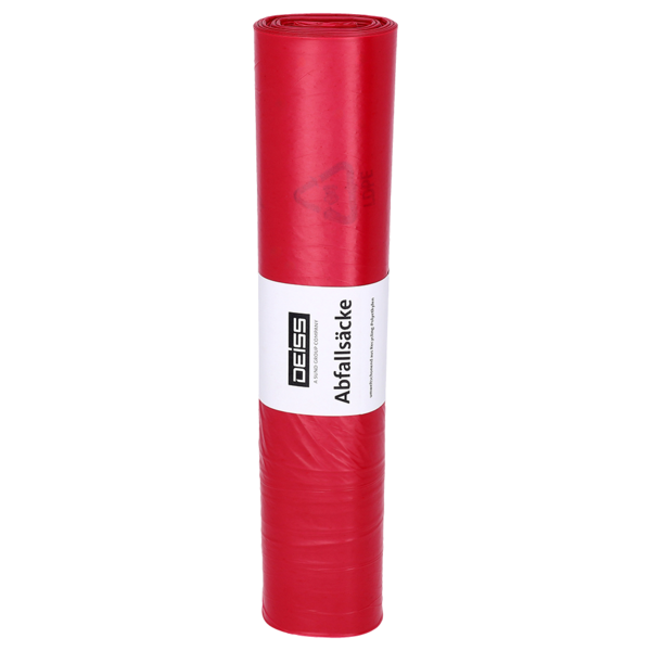 Abfallsäcke aus HDPE, 1A-Material, 70 l,Typ 20 rot - RL=50Stk, Karton=10RL