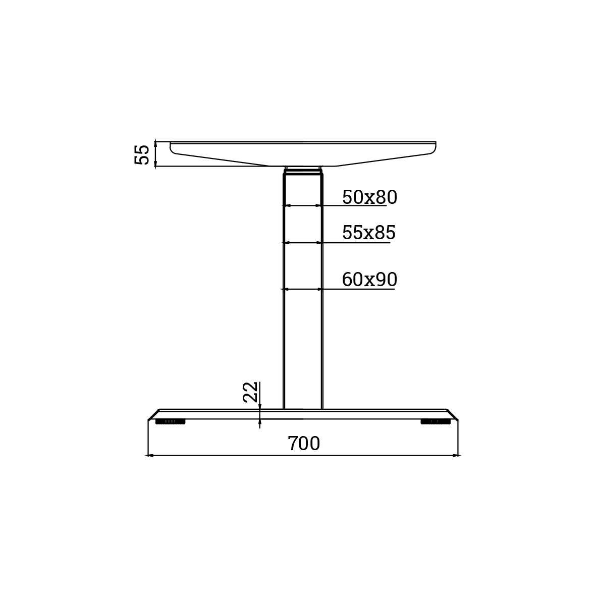 TOPFORM Tischgestell 3D Plus mit Memory Einheit - 640-1290 mm, RAL 7016, Anthrazit,