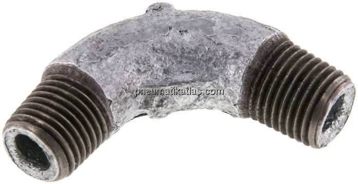 90°-Bogen R 1/4" (AG), Temperguss verzinkt