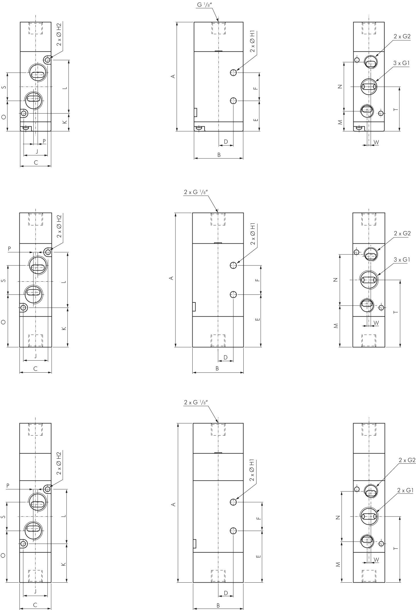 5/2-Wege Pneumatikventil, Federrückstellung, G 1/4" (Pilot u. Abluft G 1/8")