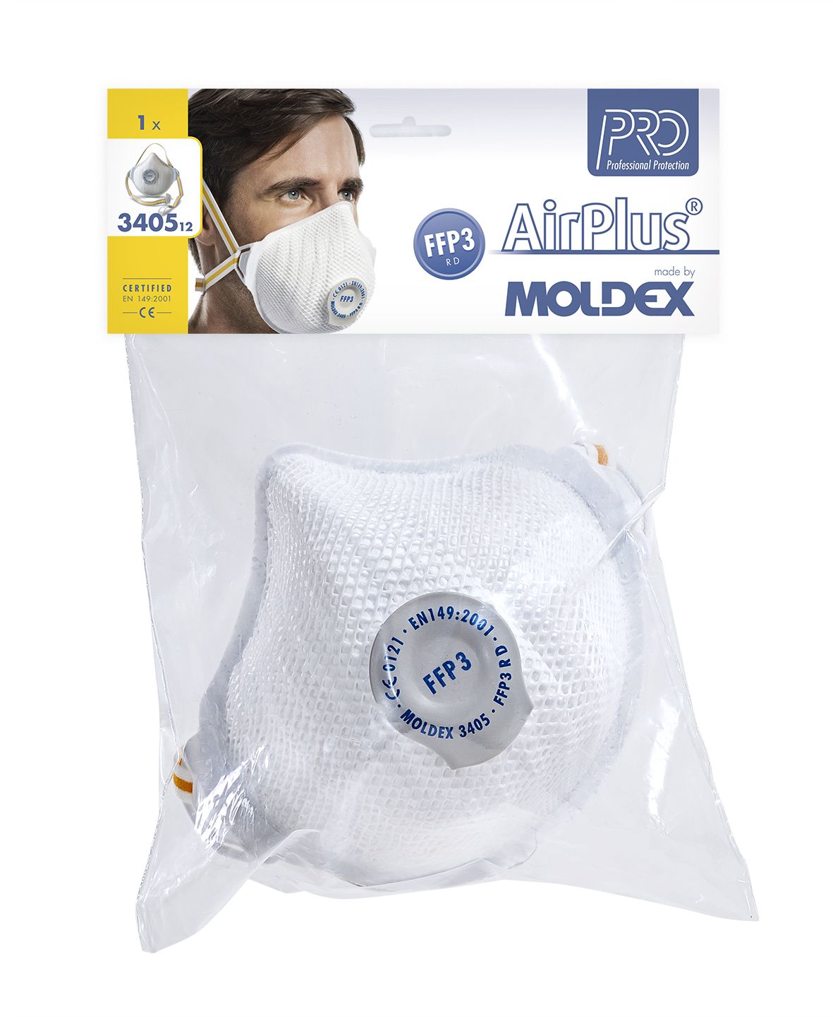 Atemschutzmaske FFP3 R D mit Klimaventil, Air Plus in Blisterverpackung (1 Stück)