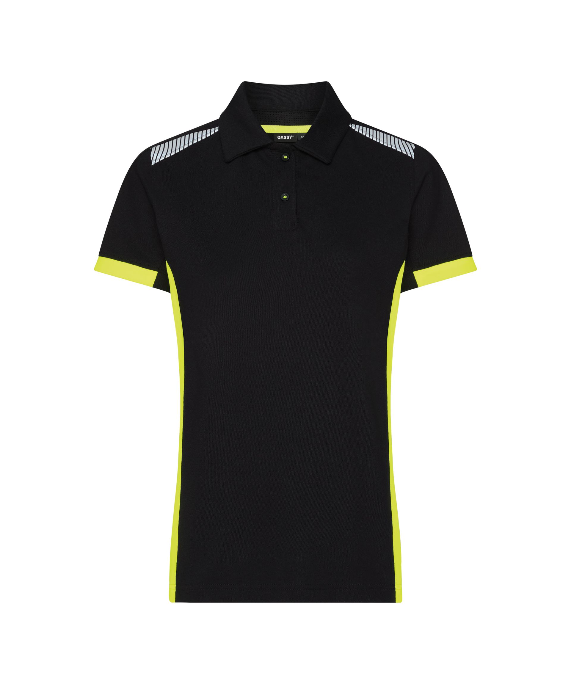 DASSY® Veracruz Women - Poloshirt für Damen - schwarz/neongelb, Gr. XS