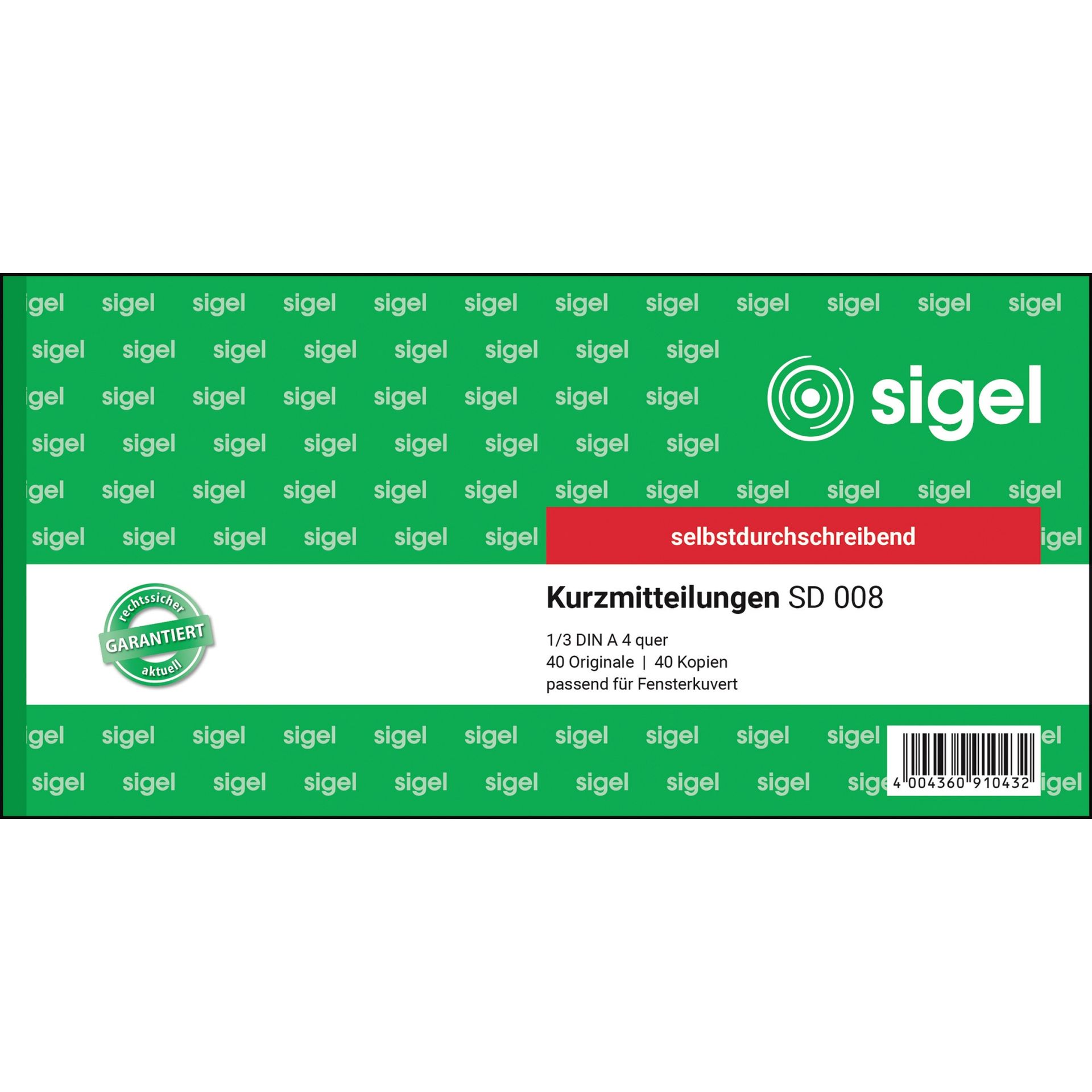 Kurzmitteilung 1/3 DIN A4 quer 2x40Blatt