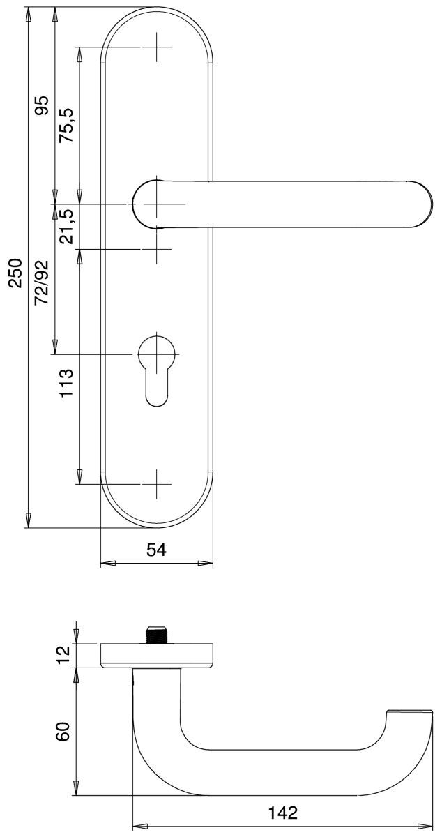 Alu-Schutz-Drücker-Garnitur, ES-1