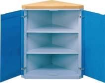 Anke Eckschrank 90 G B973xT525xH1020mm RAL 7035/5012 2 eingeschweißte Böden