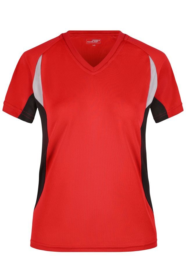 Ladies' Running-T Atmungsaktives Laufshirt schwarz/rot, Gr. S