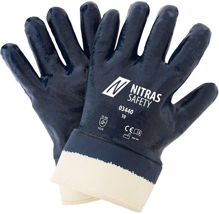 Nitrilhandschuh,blau, Stulpe,vollbeschichtet, Gr.8