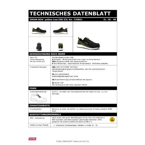 ELTEN JORAN BOA® S3L Sicherheitshalbschuh ESD, Schwarz, Gr. 46