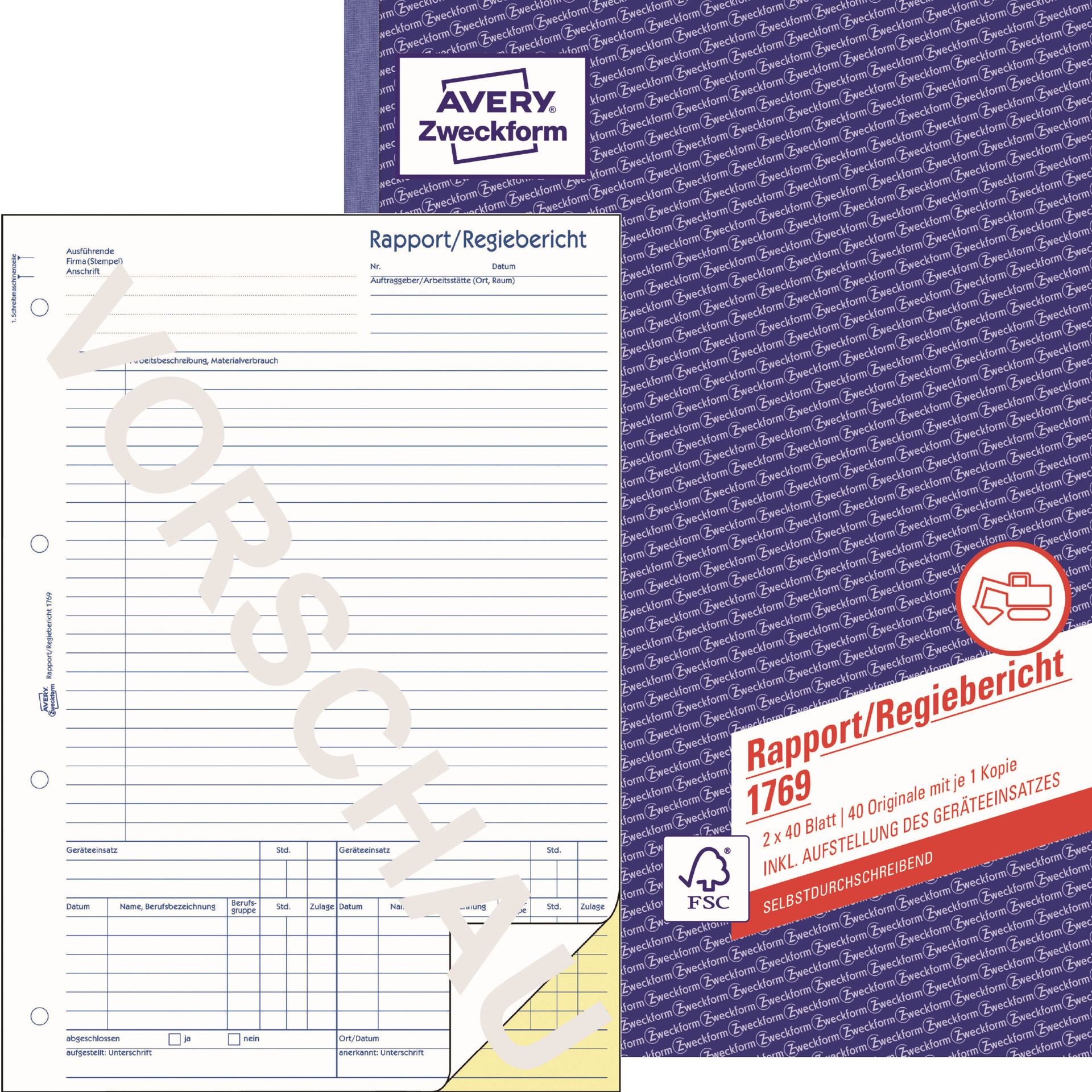 Rapport DIN A4 +Durchschlag 2x40Bl.