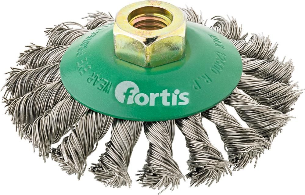 FORTIS Kegelbürste Edelstahl 100mm gezopft