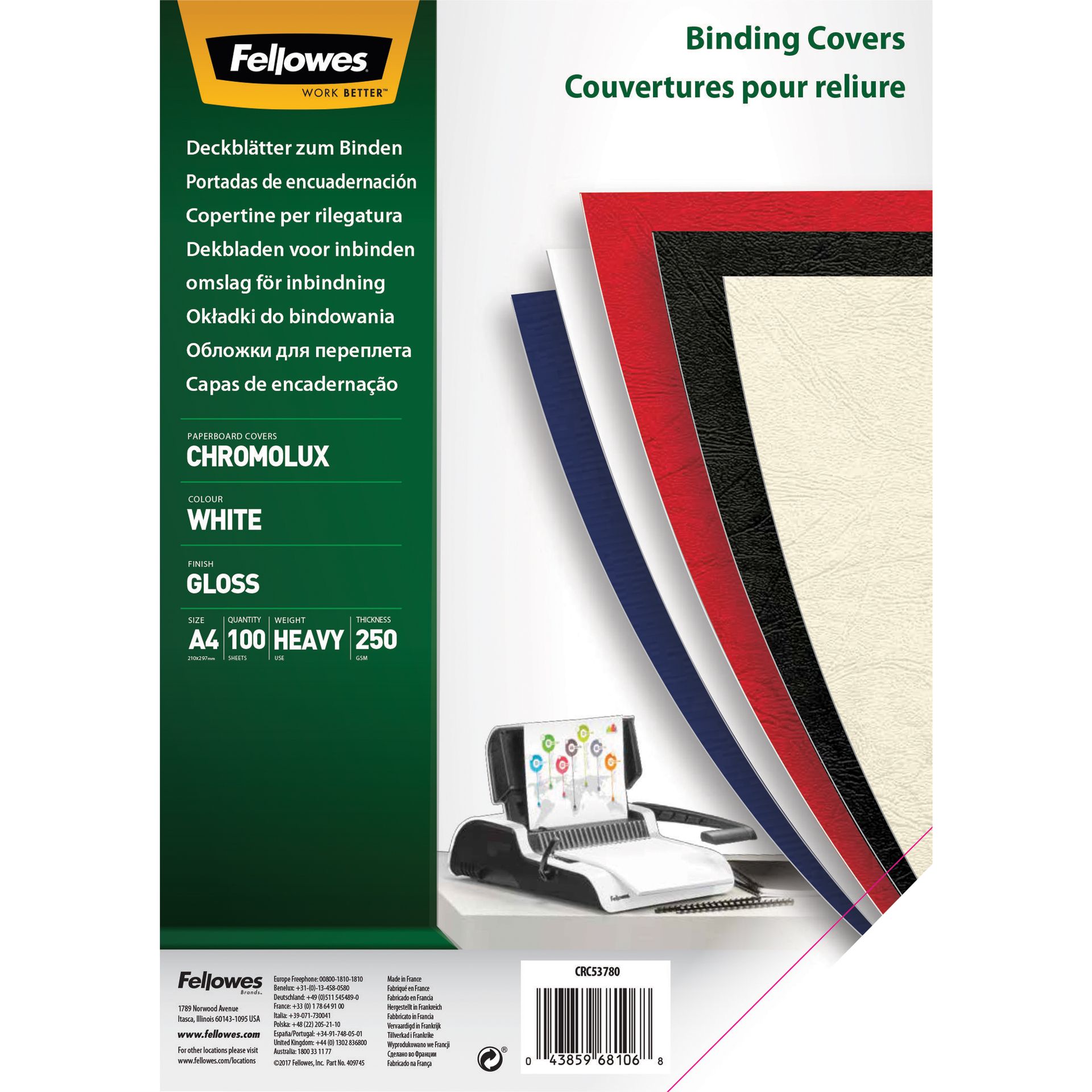 Deckblatt Chromolux DIN A4 weiß 100 St./Pack.