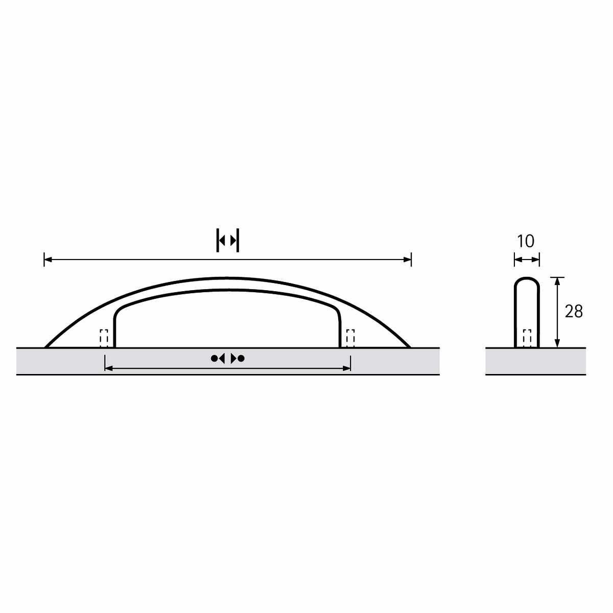Griff Tolosa, Bohrabstand 96, L 126 mm, B 10 mm, H
