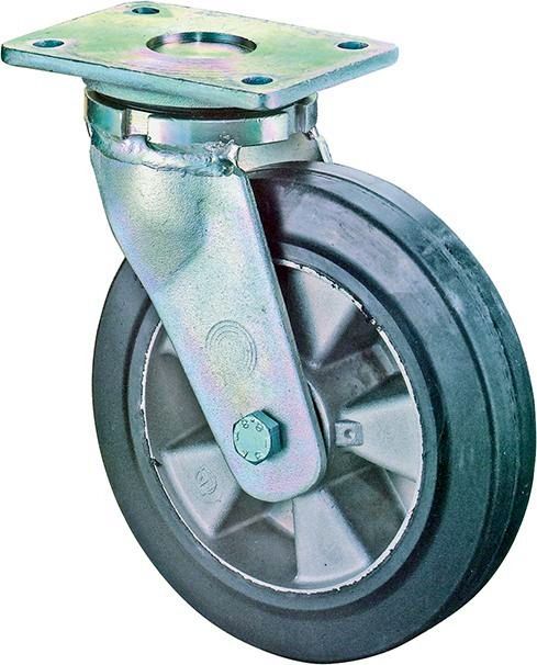 Lenkrolle 160mm RR100.B80Platte,Elastik schw.,KL RR100.B80.160
