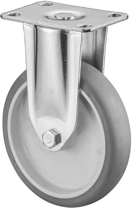 Bockrolle 125 mm,C110 Platte,Gummirad,GL C110.A80.125 BS ROLLEN
