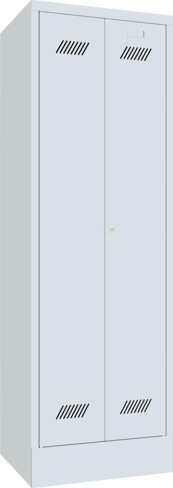 Garderobenschrank 2 Abteile, 300mm auf Sockel RAL 7035 B600xT500xH1850mm