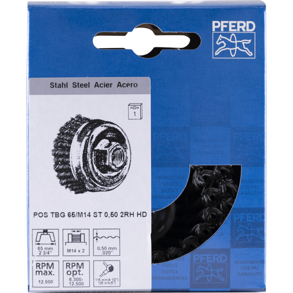 PFERD Topfbürsten mit Gewinde POS TBG 65/M14 ST 0,50 2RH HD