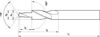 Kurzstufenbohrer HSS Durchgangsloch 180Grad M3 FORMAT