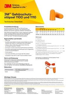 3M 1100R 3M Gehörschutzstöpsel Nachfülltüte 37 dB ohne Kordel 2000 Paar/Packung 1100R