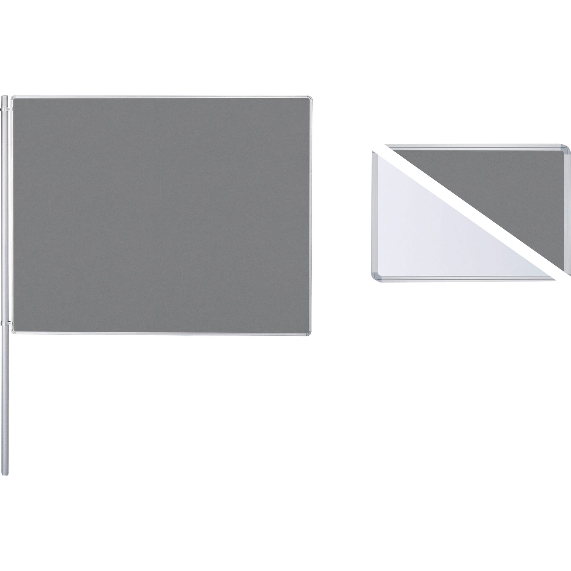 Anbaustellwand 150x120cm Filz/Whiteboard ws/gr