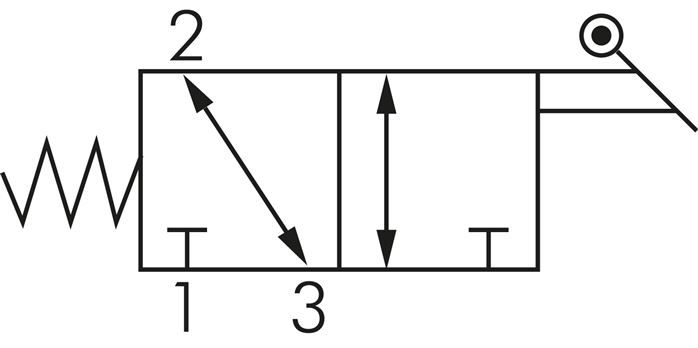 3/2-Wege Handhebelventil, Federrückstellung, G 1/8"
