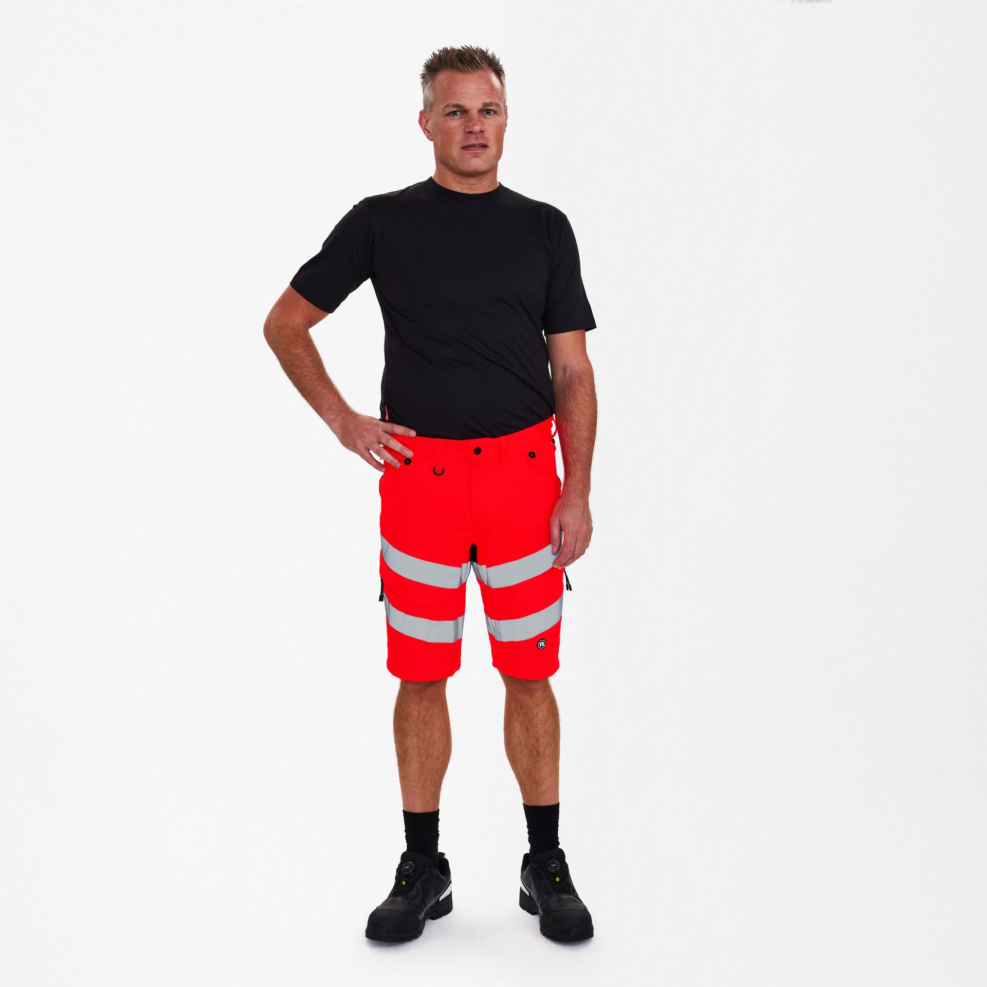 Safety Arbeitsshorts mit 2-Wege-Stretch Rot/Schwarz, Gr. 70