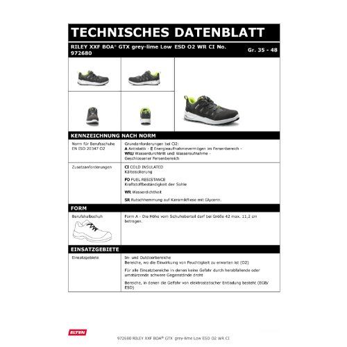 ELTEN RILEY XXF BOA® WR Berufshalbschuh O2 ESD, Grau, Gr. 46