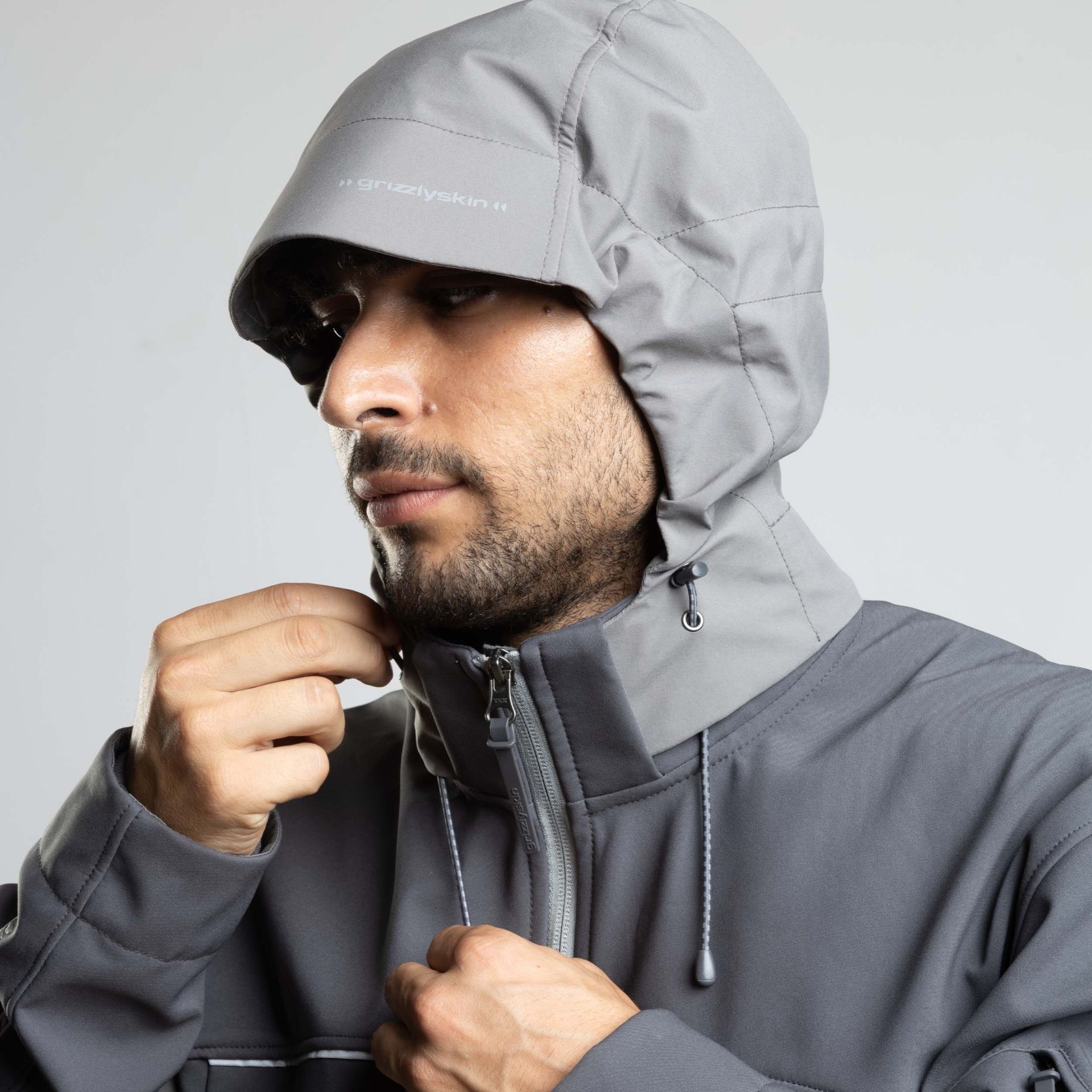 Grizzlyskin Kapuze für Hybrid Softshelljacke "Resist" RESIST, grau, Gr. S (für Jackengröße S)