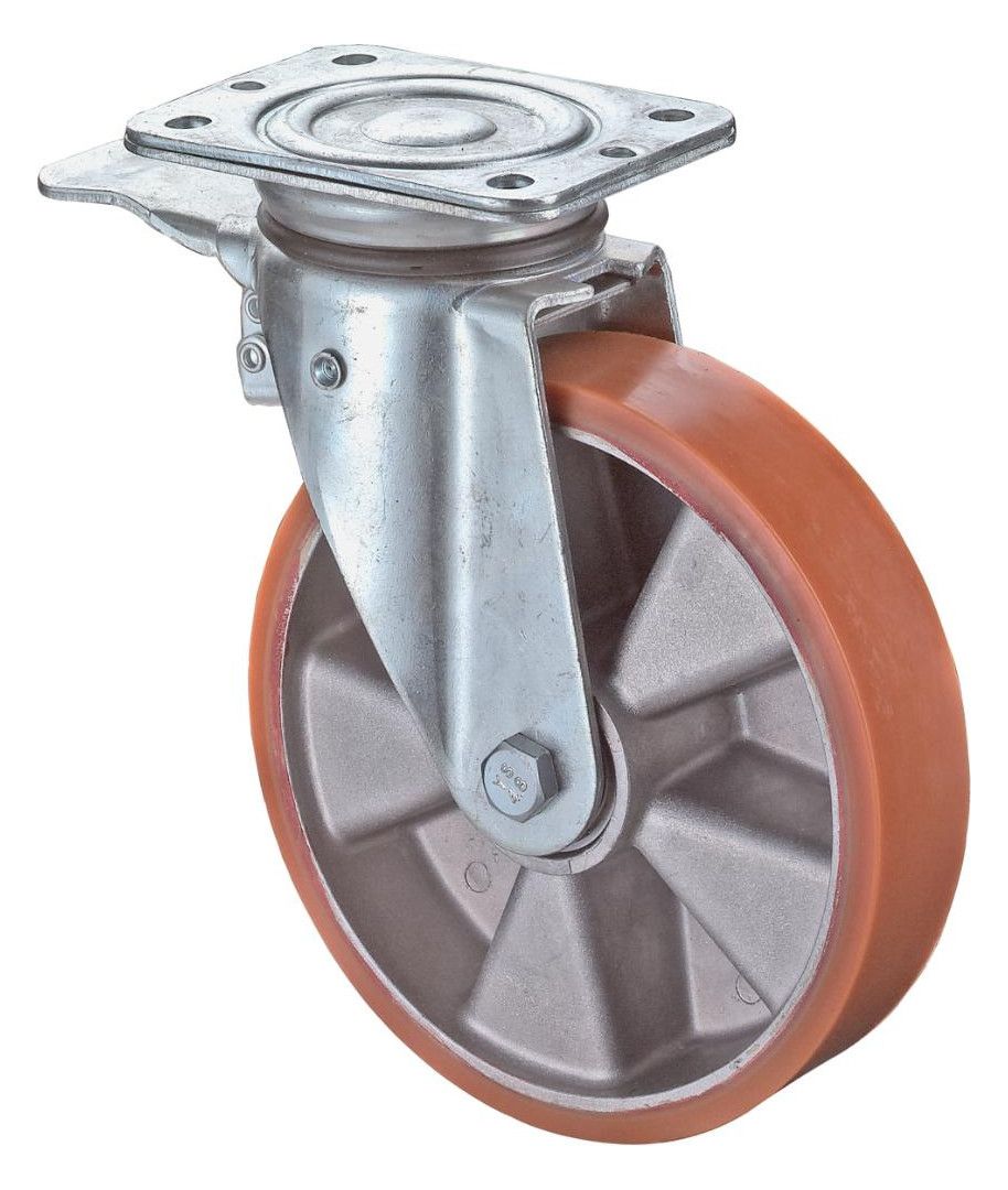 Schwerlastlenkrolle mit Feststeller, rot
