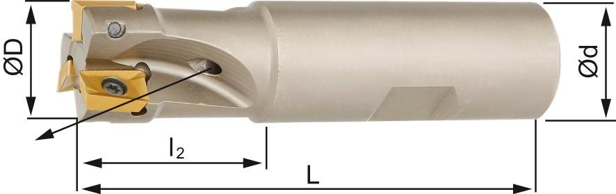 Schaftfräser zylindrisch D16mm Z2 für APKT/APMT 1003. FORMAT