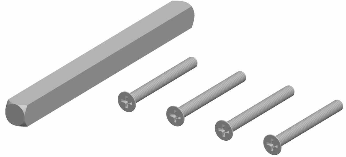 Befestigungsset zu Rosettengarnitur 2073 FH - passend für Türstärke 75 - 84 mm - Set à 4 Schrauben M4 x 90 mm