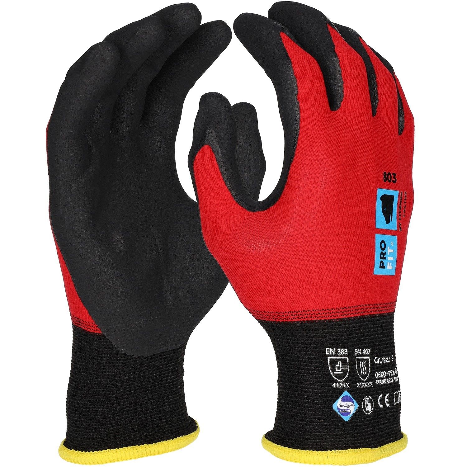 Nitril Handschuhe, "Tactus",rot/schwarz, 18 Gauge 10