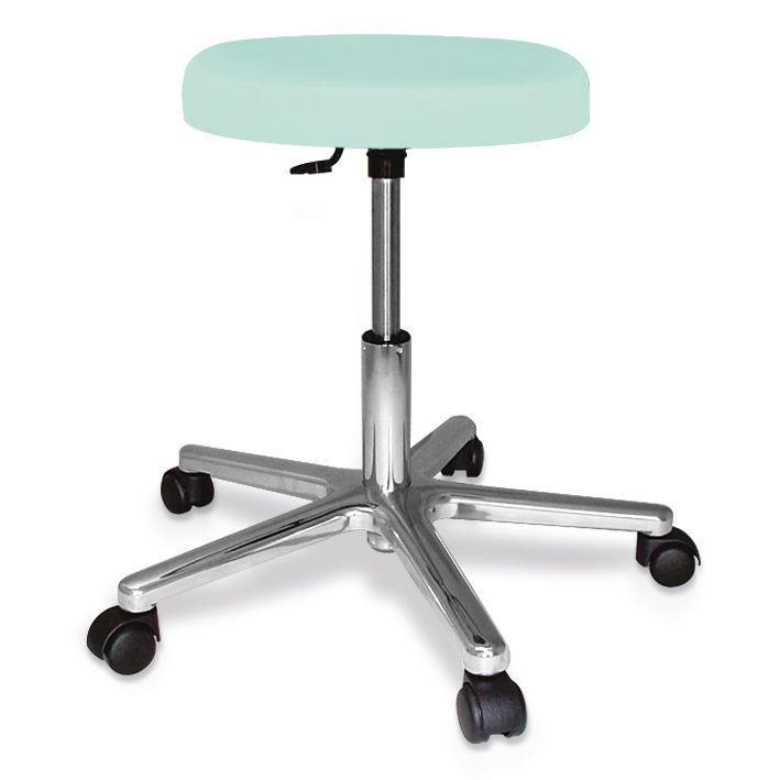 Rollhocker ratiomed pastelmint,mit poliertem Alu-FußkreuzPolster 70 mm