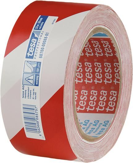 tesa 60760 33m x 50mm, rot-weiß Bodenmarkierung