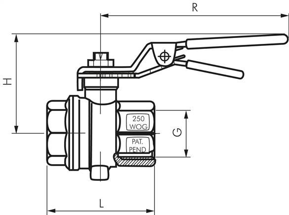 Absperrklappe mit Innengewinde Rp 1/2", 0 bis 16bar