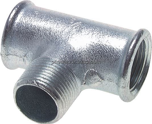 T-Einschraubstück Rp 3/8"(IG)-R 3/8"(AG), Temperguss verzinkt