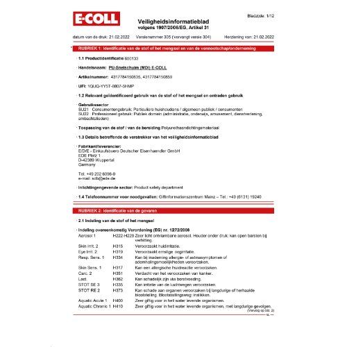 PU-Schnellschaum B2 500ml (MDI-haltig) E-COLL