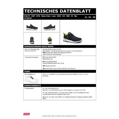 ELTEN RILEY XXF WR Berufshalbschuh O2 ESD, Blau, Gr. 41