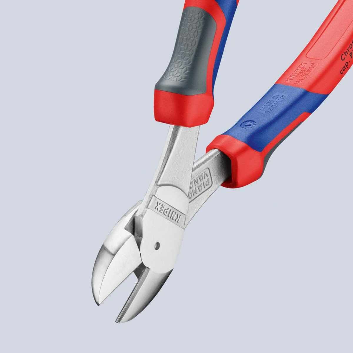 Kraft-Seitenschneider verchromt mit Mehrkomponenten-Griffen 200mm KNIPEX