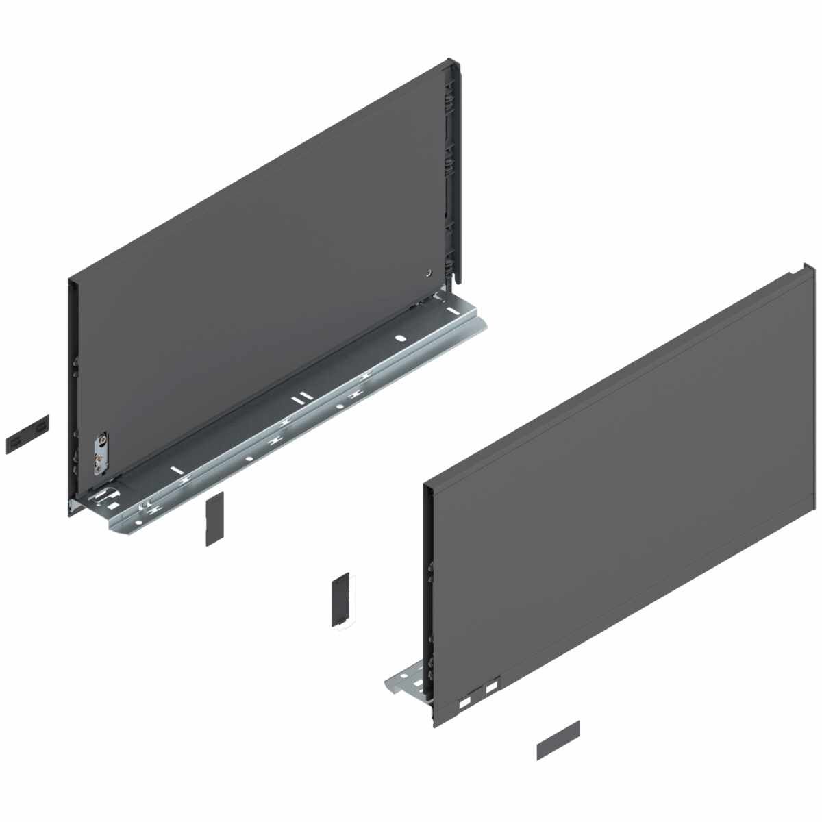 LEGRABOX Zarge, Höhe F (241 mm), NL=450 mm, links/rechts, für LEGRABOX pure, oriongrau matt