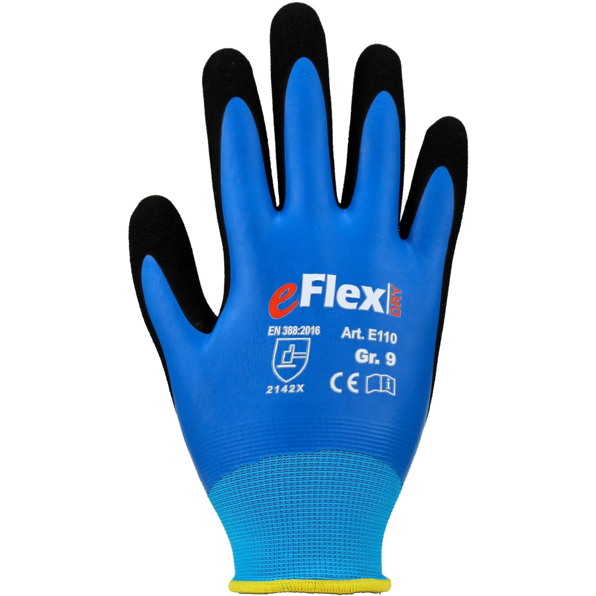 Feinstrickhandschuh E110 gesandet, blau, Gr. 6