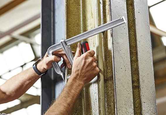 Schraubzwinge Ganzstahl mit 2-Komponenten-Heft 250x120mm Klappgriff Bessey