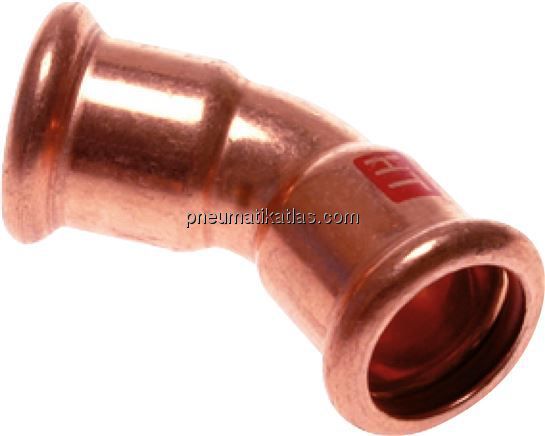Pressfitting, 45° Bogen, 15mm innen, Kupfer / Kupferlegierung