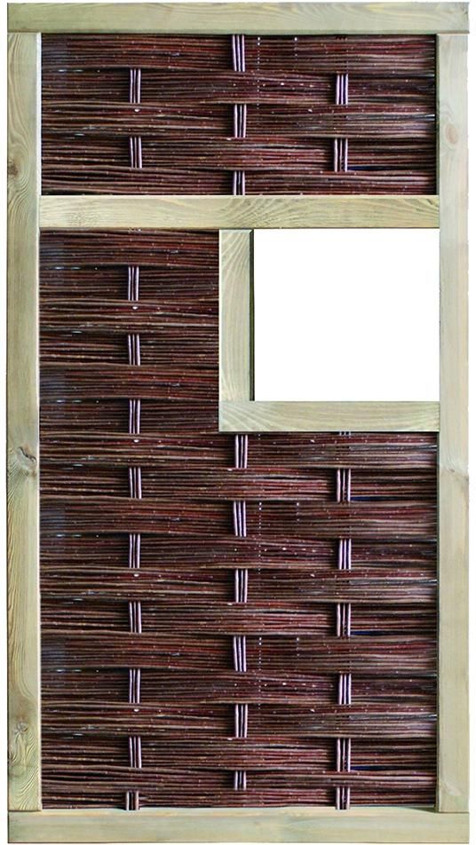 LABO-3D Weidengeflechtzaun 94x180cm, 1 Fenster mittigRahmen 70 x 35 mm