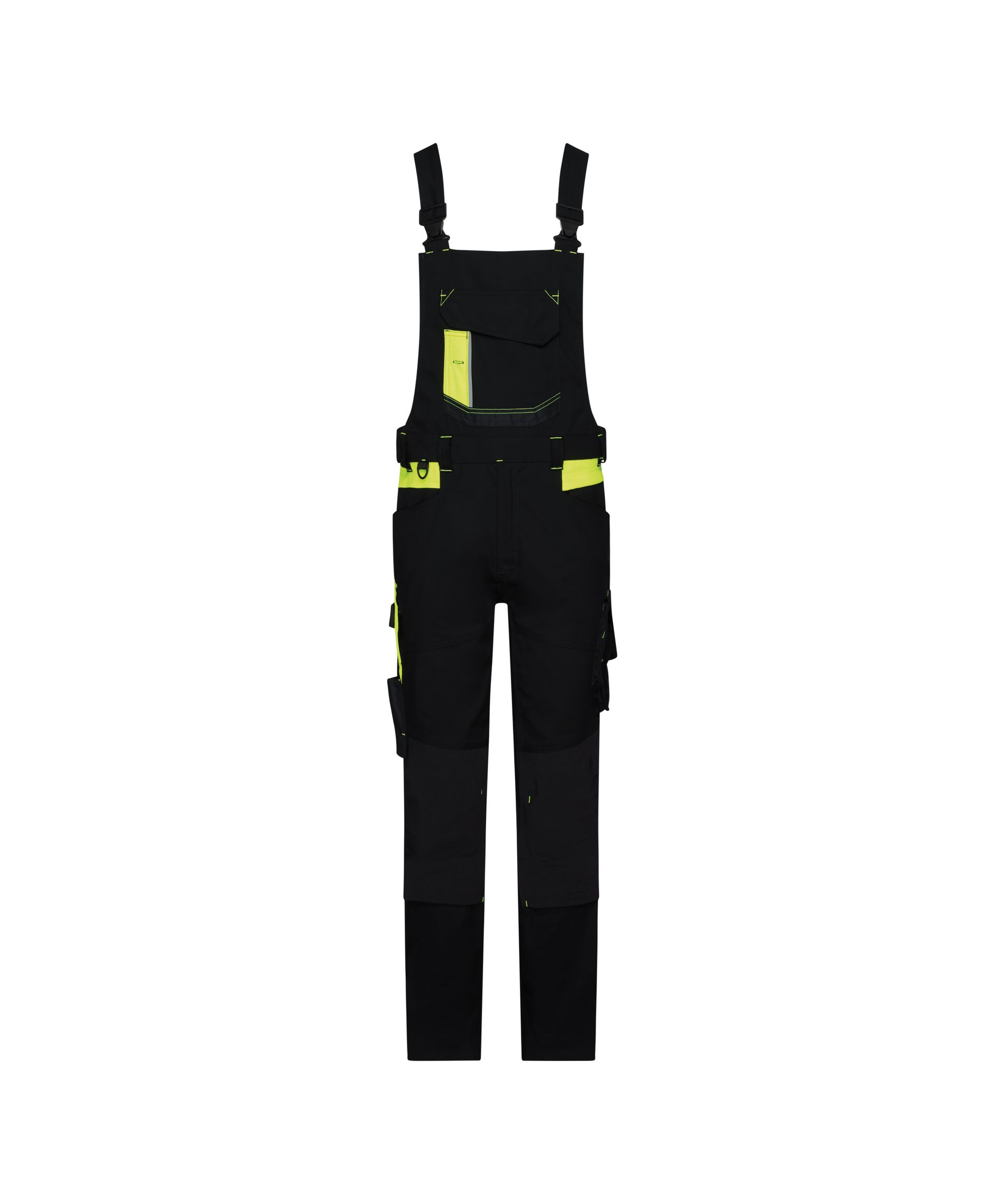 DASSY® Ulsan - Stretch-Arbeitslatzhose mit Kniepolstertaschen - schwarz/neongelb, Gr. 42